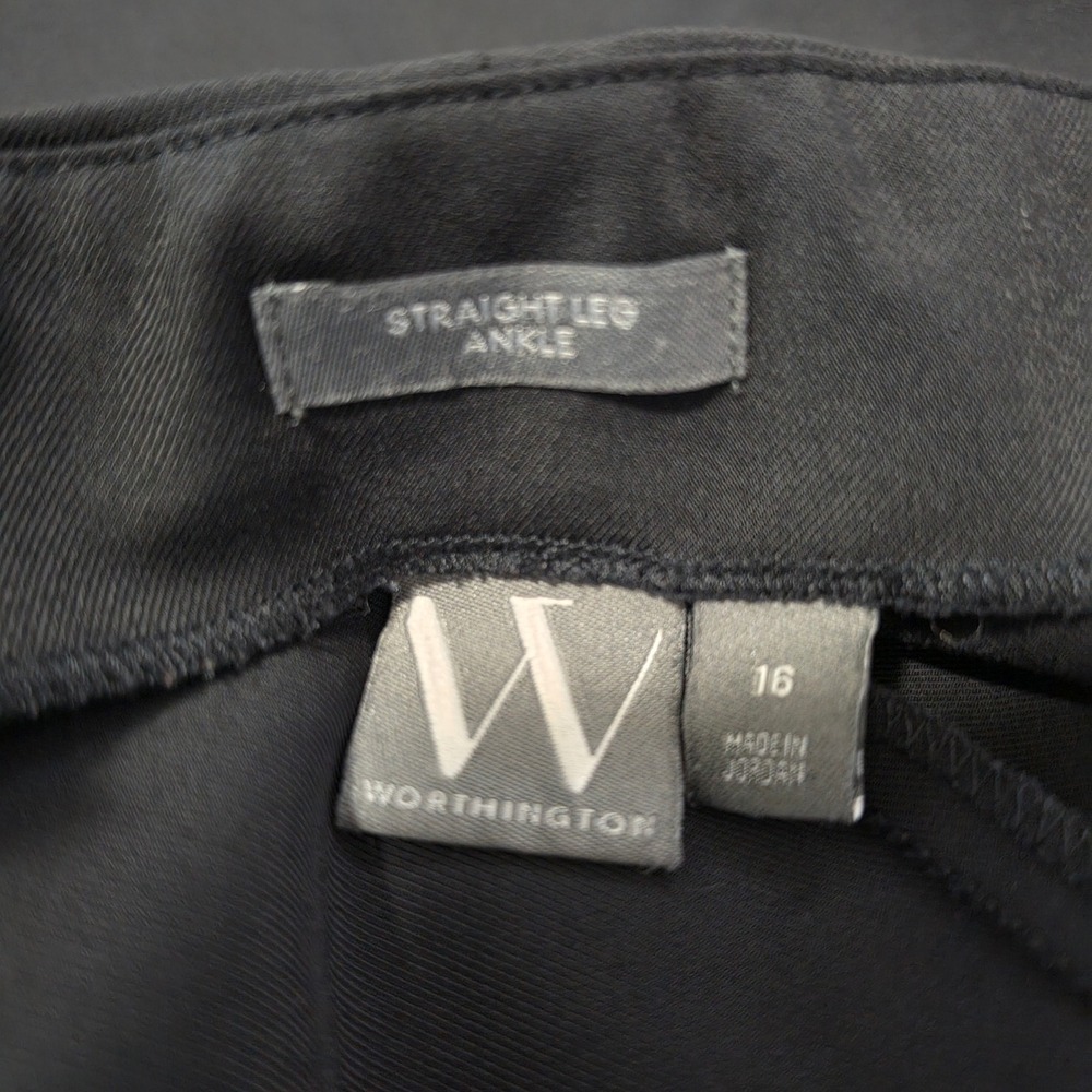 Worthington Black Straight Leg Ankle Dress Pants Womens Size 16 76597-4 - Picture 2 of 7